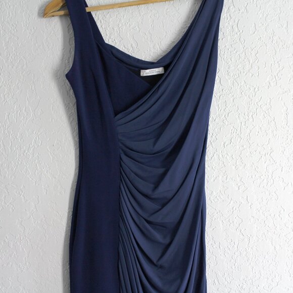 Versace Collection Draped Dress 40 US 4 / XS blue asymmetric knee length - Picture 3 of 8